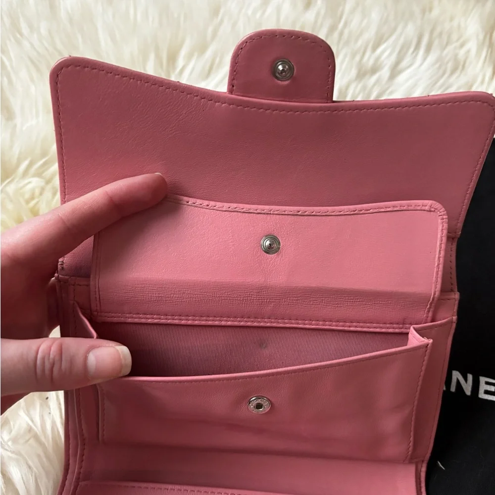 Authentic Chanel Medium Leather Quilted Pink Wallet With Dust Bag - Picture 7 of 7